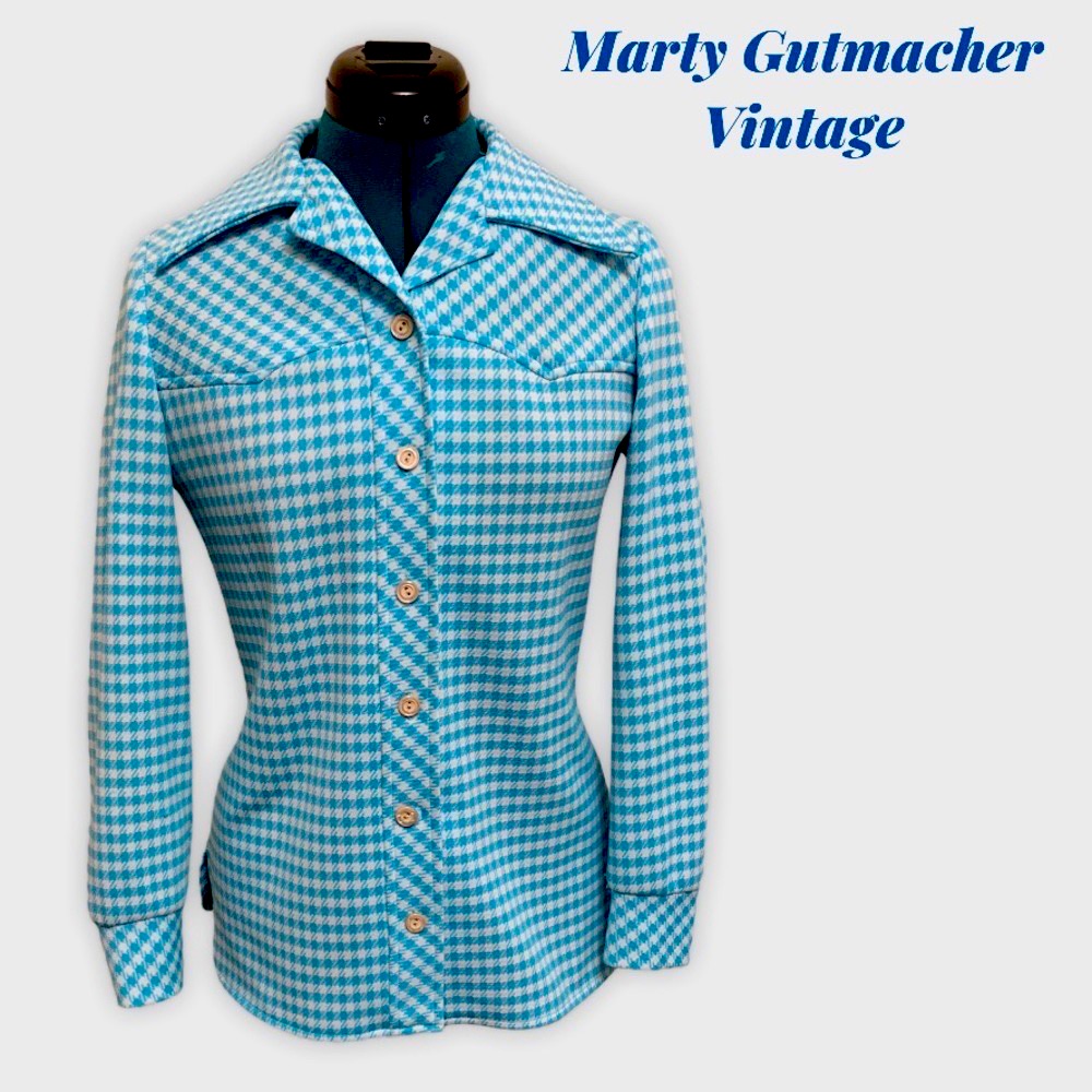 Gutmacher Vintage Shirt Jacket, 70s, Retro, Checkered, Shacket, 1970s Costume